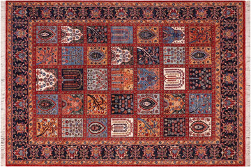 handmade Transitional Kafkaz Red Blue Hand Knotted RECTANGLE 100% WOOL area rug 8 x 10
